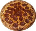 Delectable large pepperoni pizza